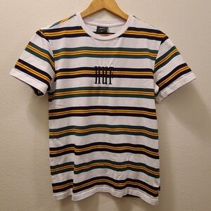Huf T Shirt Skate Classic Striped Embroidered Short Sleeve Cotton Adult Sz Small